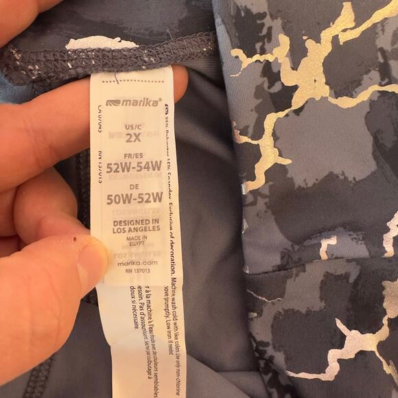 NWT Marika Ombré Blue Crackle Foil Zen Ankle Contender Luxe Leggings Size 2X - Picture 7 of 8